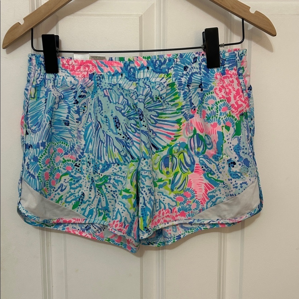 Lilly Pulitzer Luxletic Ocean Trail sink or swim Athletic Shorts size XS blue